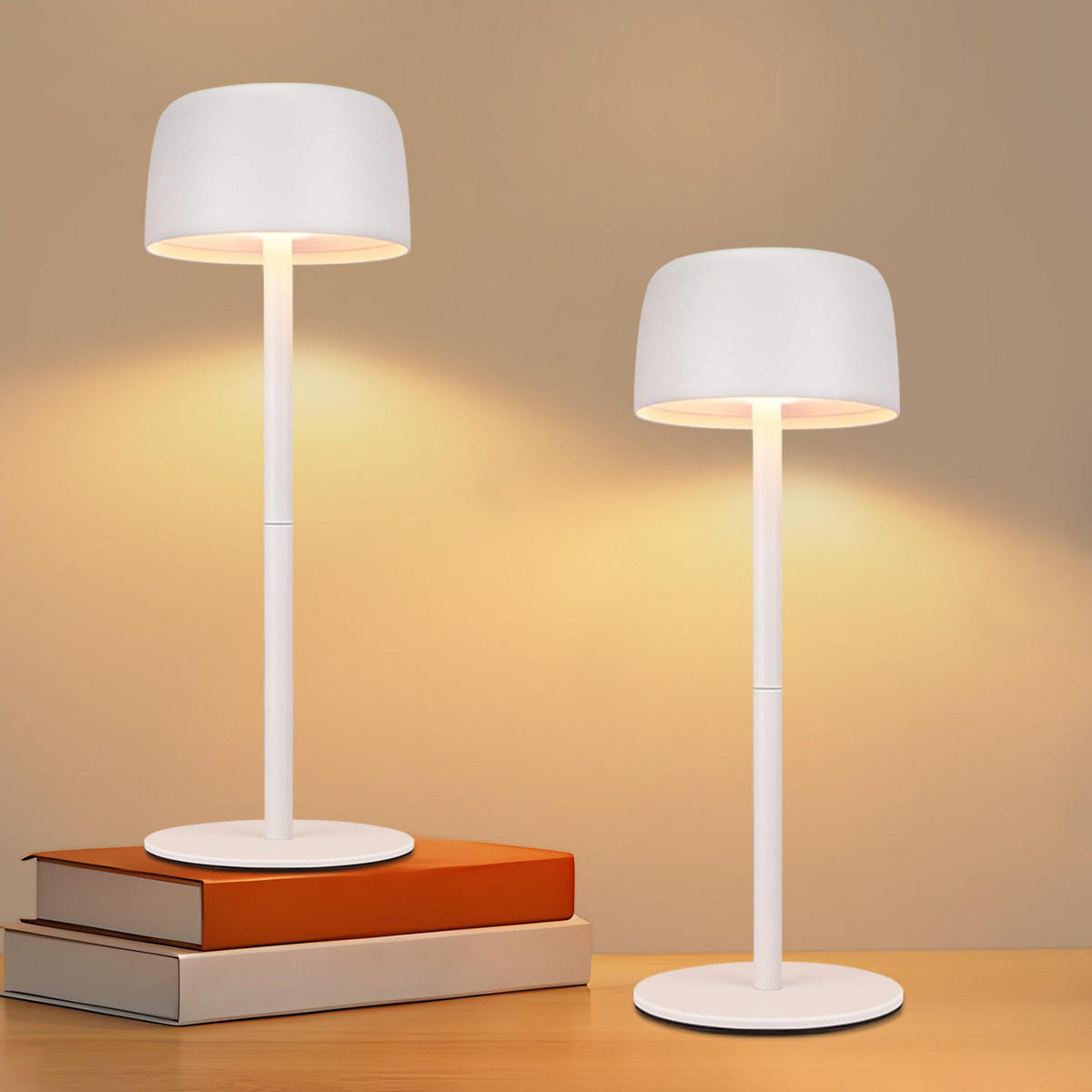 LED stolní lampa Aadasch 9/9/25cm (sada 2 ks) - bílá, kov (9/9/25cm) - Nettlife