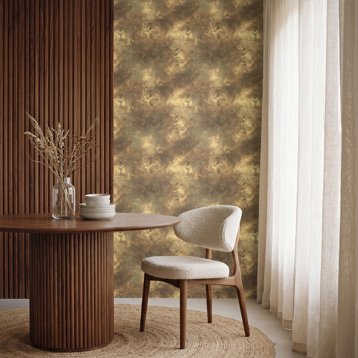 TAPETE - Antik - Metallic-Look - Gold - 120x240 cm - Messingfarben, Papier (120/240cm) - OnlyWow