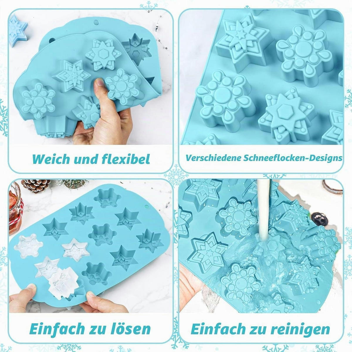 EISWÜRFELFORM Schneeflocken Silikon 1 Stück - Weiß, Kunststoff (16.3/3/25.7cm)