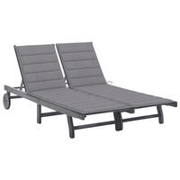 2-PERSONEN-SONNENLIEGE mit Auflage Grau Akazie Massivholz - Grau, Holz (200/76/200cm) - furnicato