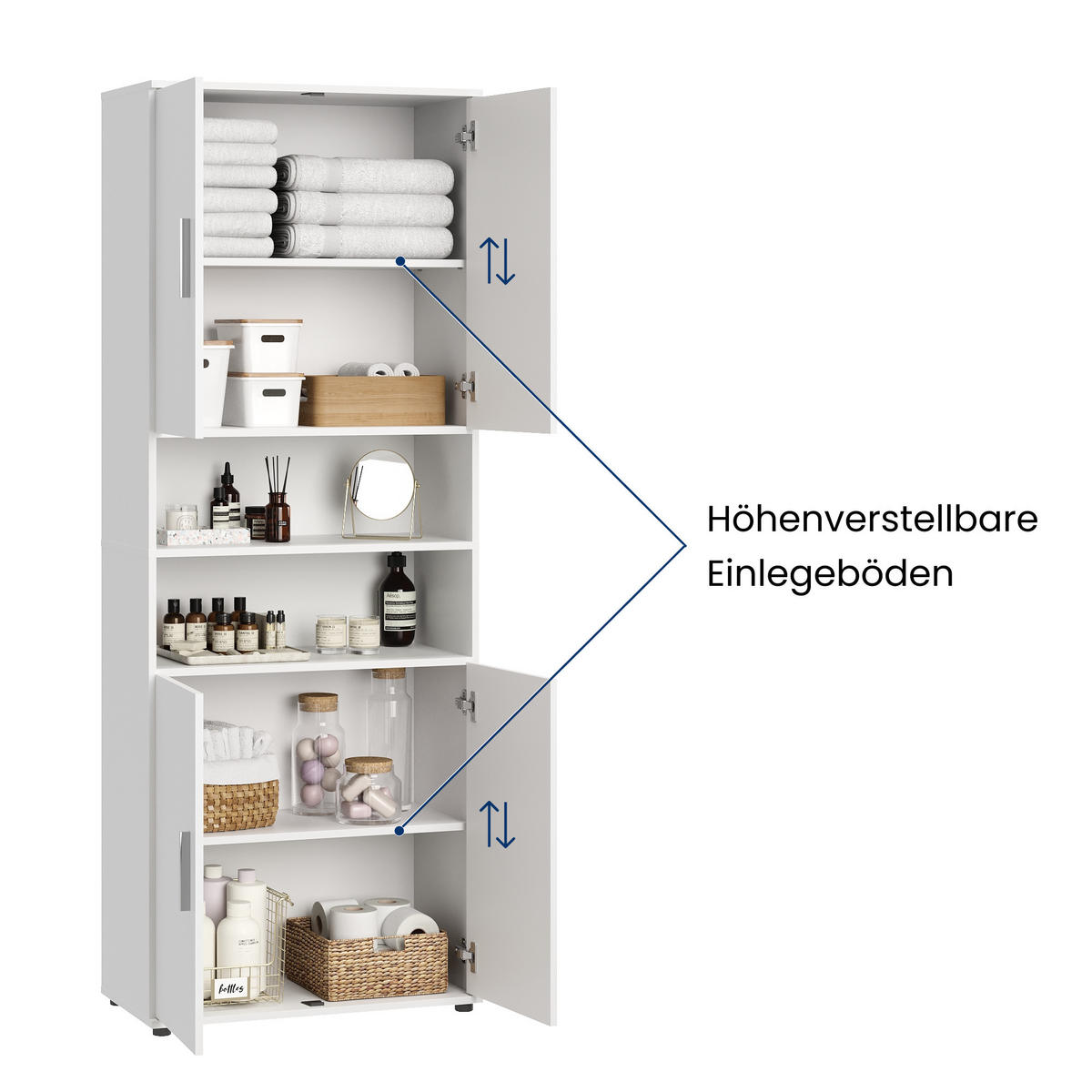 HOCHSCHRANK in 70 cm Breite - Weiß, Holzwerkstoff (35/187/70cm) - Home Collective