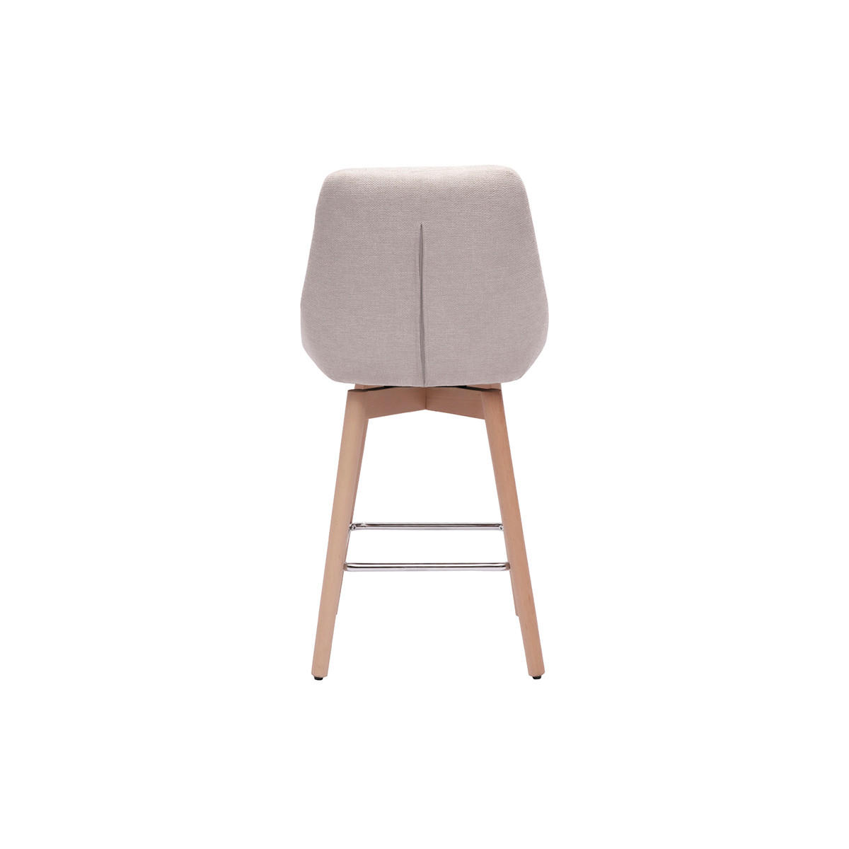BARHOCKER, 360° drehbar, aus strukturiertem Samt-Effekt Stoff in Beige und hellem Holz H65 cm (2er-Set) ALESS - Beige, Textil (52.5/95.5/49.5cm) - Miliboo