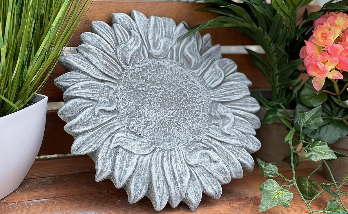 STEINFIGUR Sonnenblume Steinguss frostfest Vogeltränke Insektentränke - Grau, Stein (29/3/28cm) - stoneandstyle