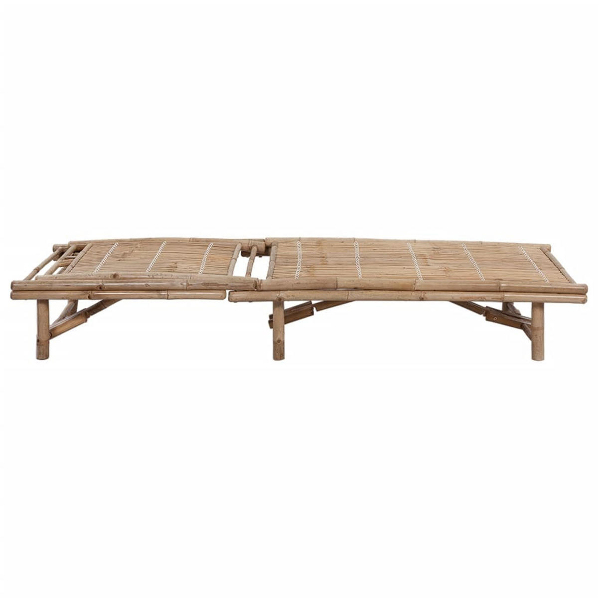 GARTEN-SONNENLIEGE mit Auflage Bambus - Blau, Holz (65/87/200cm) - furnicato