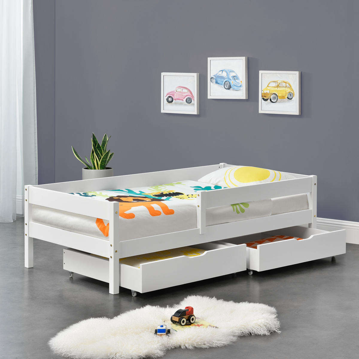 KINDERBETT Borgarnes - Weiß, Holz (90/200cm) - [en.casa]