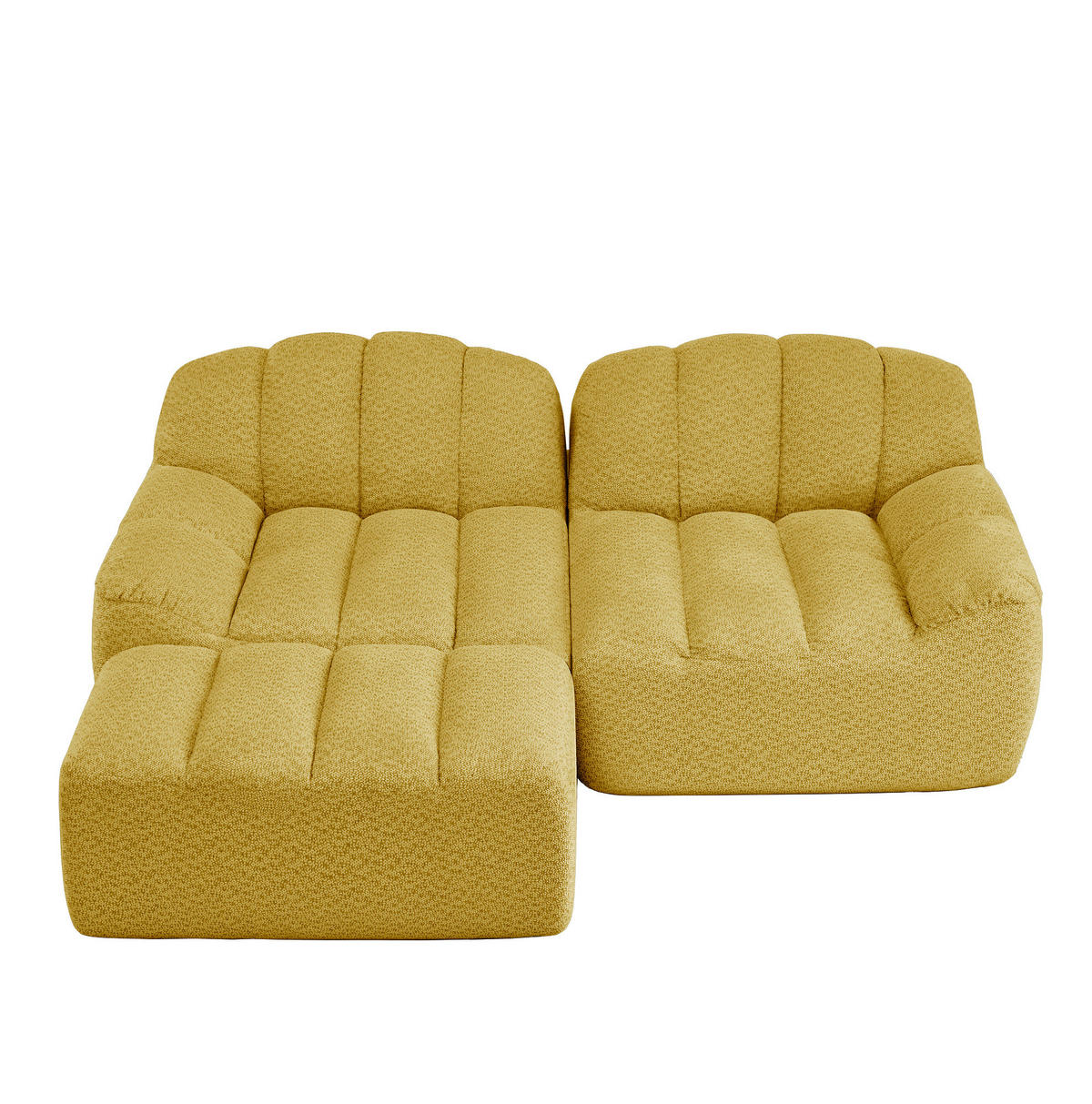 ECKSOFA 210/165/79 cm gelb aus granuliertem Fleece modular ohne Montage - Gelb, Textil (165/210cm) - OKWISH