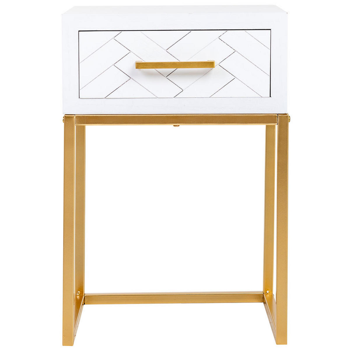 NACHTTISCH aus Metall und Holz, 40x36x60cm - Weiß, Holz (40/60/36cm) - Wanderlust