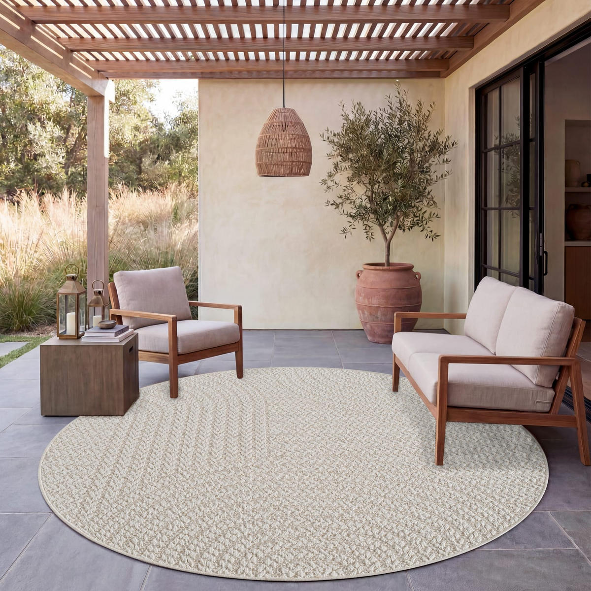 OUTDOORTEPPICH 200/200 cm Waregem 629 - Creme, Kunststoff (200/200cm) - Paco Home