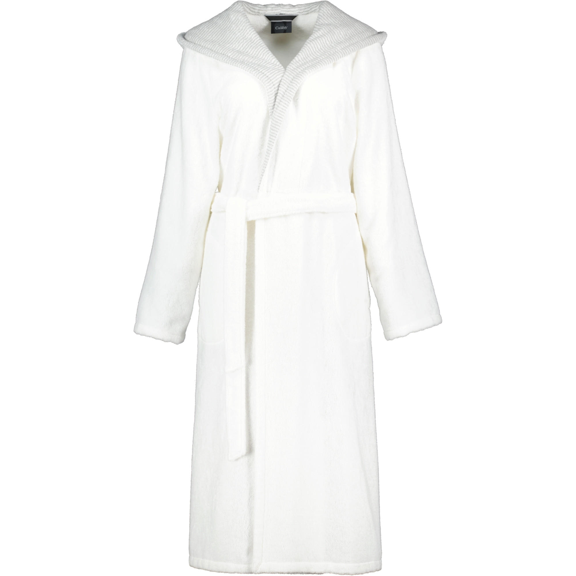 BADEMANTEL DAMEN KAPUZE CLASSIC 4345 WEISS-SILBER - 607 - Weiß, Textil (Lnull) - Cawoe