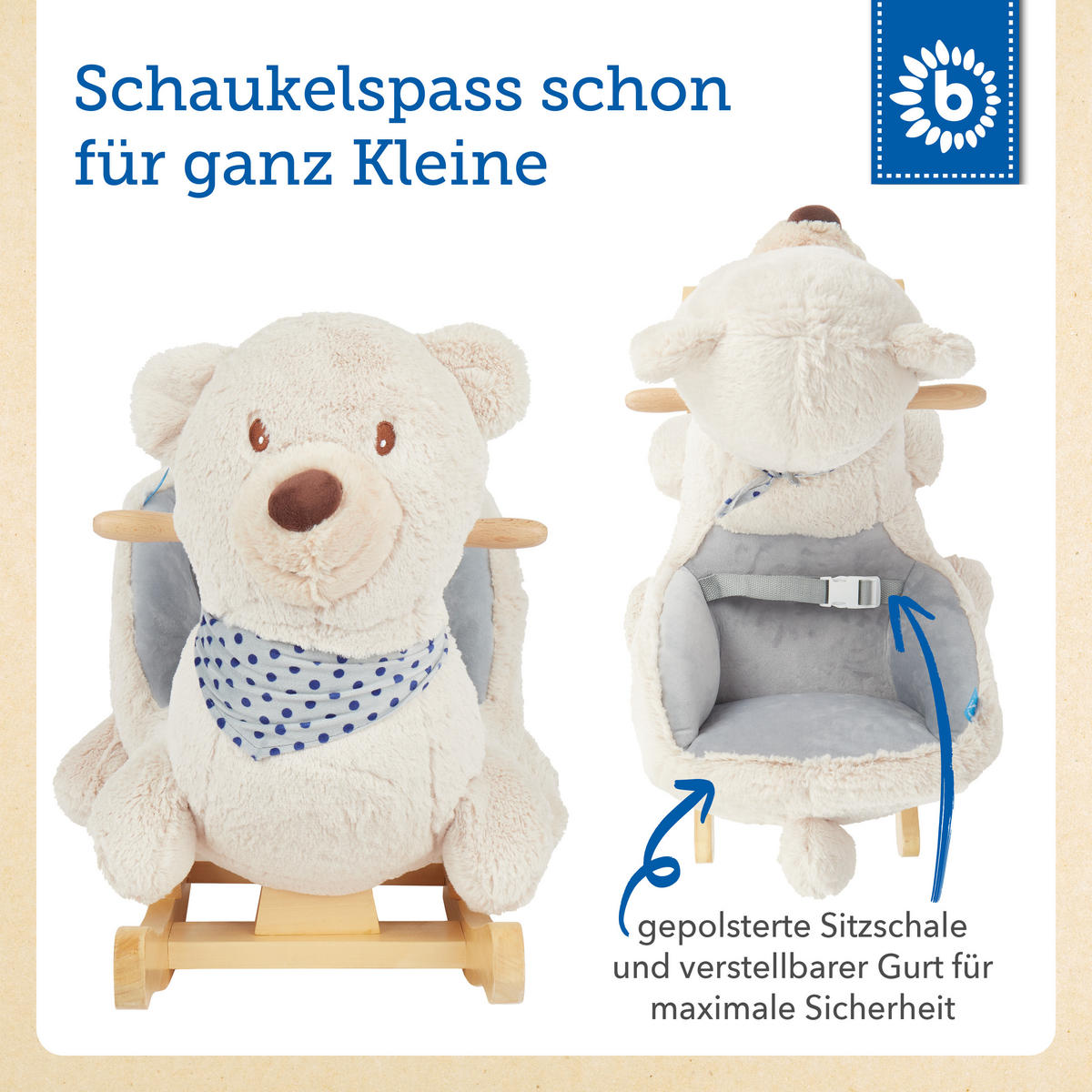 SCHAUKELTIER Plüsch Schaukelpferd - Creme, Textil (60/48/26cm) - Bieco Spielwaren