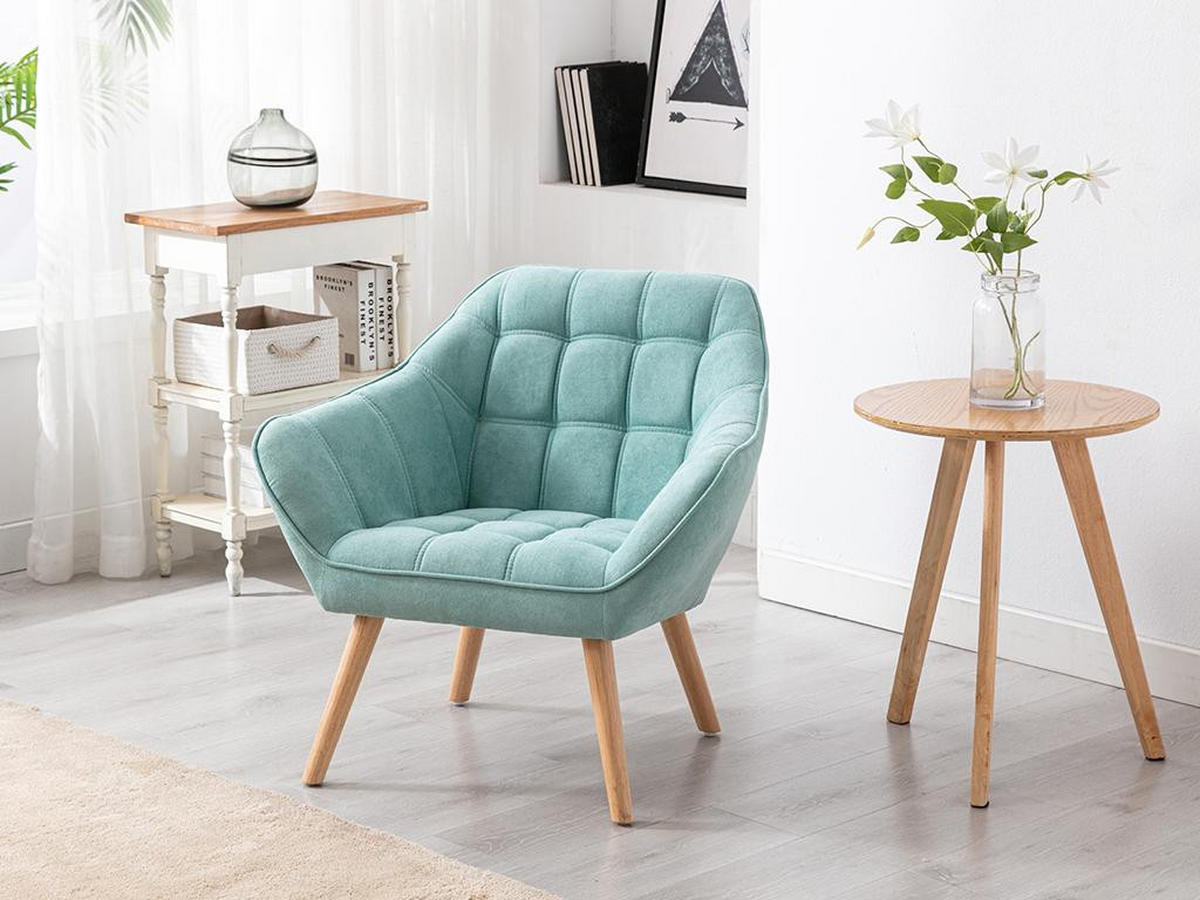 SESSEL - Stoff - Hellgrün - CASERTA - Grün, Textil (73/77/82cm) - Vente-Unique