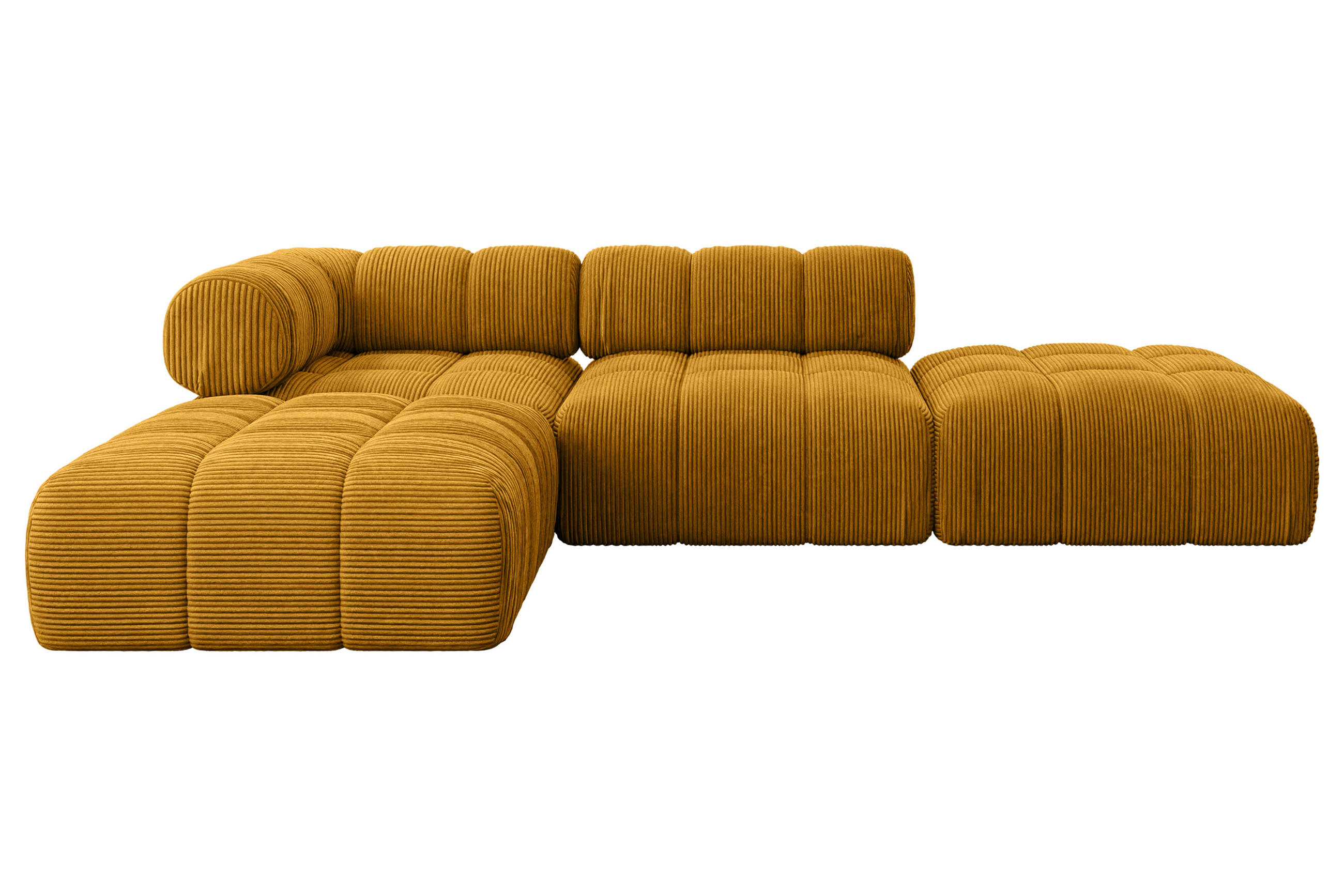 ECKSOFA modulares Sofa Kerru-L1 - 285x190x70 cm Senfgelb Cord - Currygelb, Holzwerkstoff/Textil (285/190cm) - ALTDECOR
