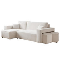 ECKSOFA Adara Inkl. Hocker - Creme, Holzwerkstoff/Textil (262/145cm) - Fun Möbel
