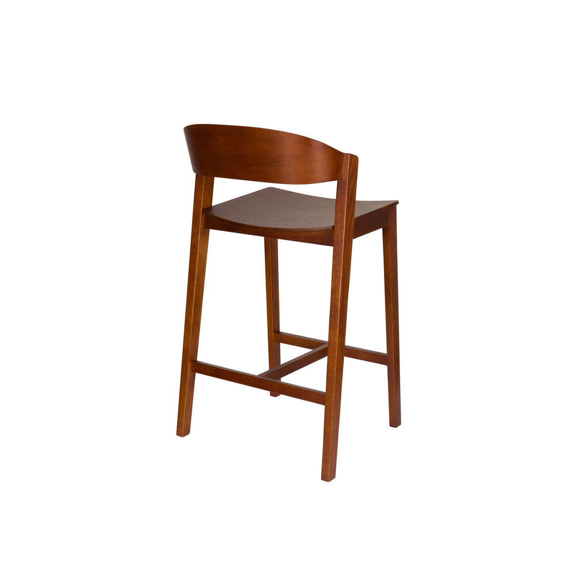 BARHOCKER Wooz mit Rückenlehne 65 cm Walnuss Braun - Braun, Holz (52/89.4/47.5cm) - Housecraft Living
