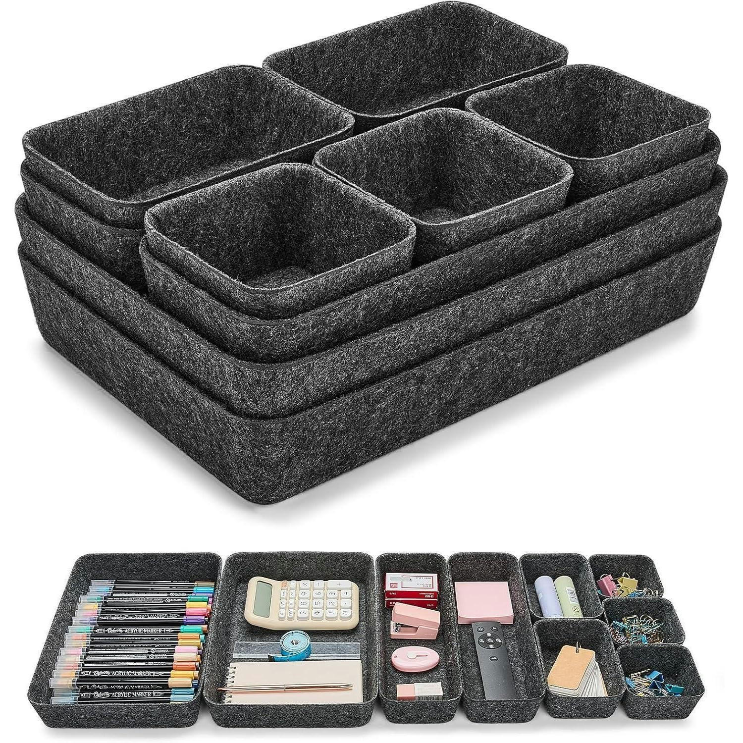 SCHUBLADEN Organizer 9-teiliges Set Filz Dunkelgrau - Anthrazit, Textil (20/7/28cm)