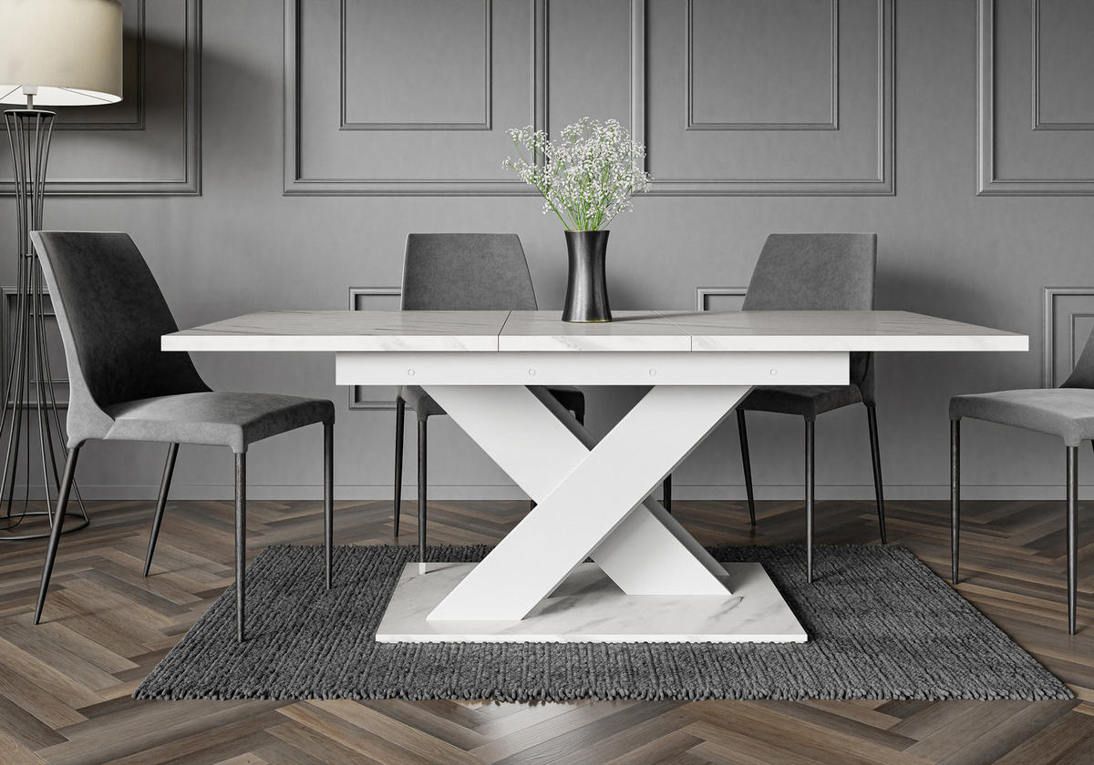 ESSTISCH RUDEN Ausziehbar 140 - 180 / 80 x 76 cm - Hellgrau/Weiß, Holz (140/80/76cm) - MASSENO