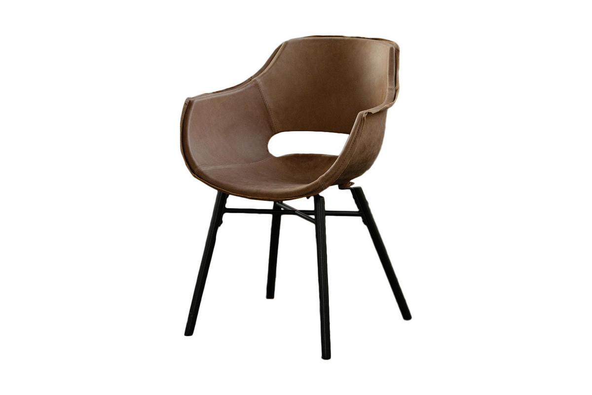 STUHL ZAJA Braun Leder - Dunkelbraun/Braun, Leder (57/82/59cm) - KAWOLA