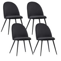 STUHL CAPO Samtbezug Metallbeine 4er Set Schwarz - Schwarz, Textil/Metall (53/84/44cm) - Albatros