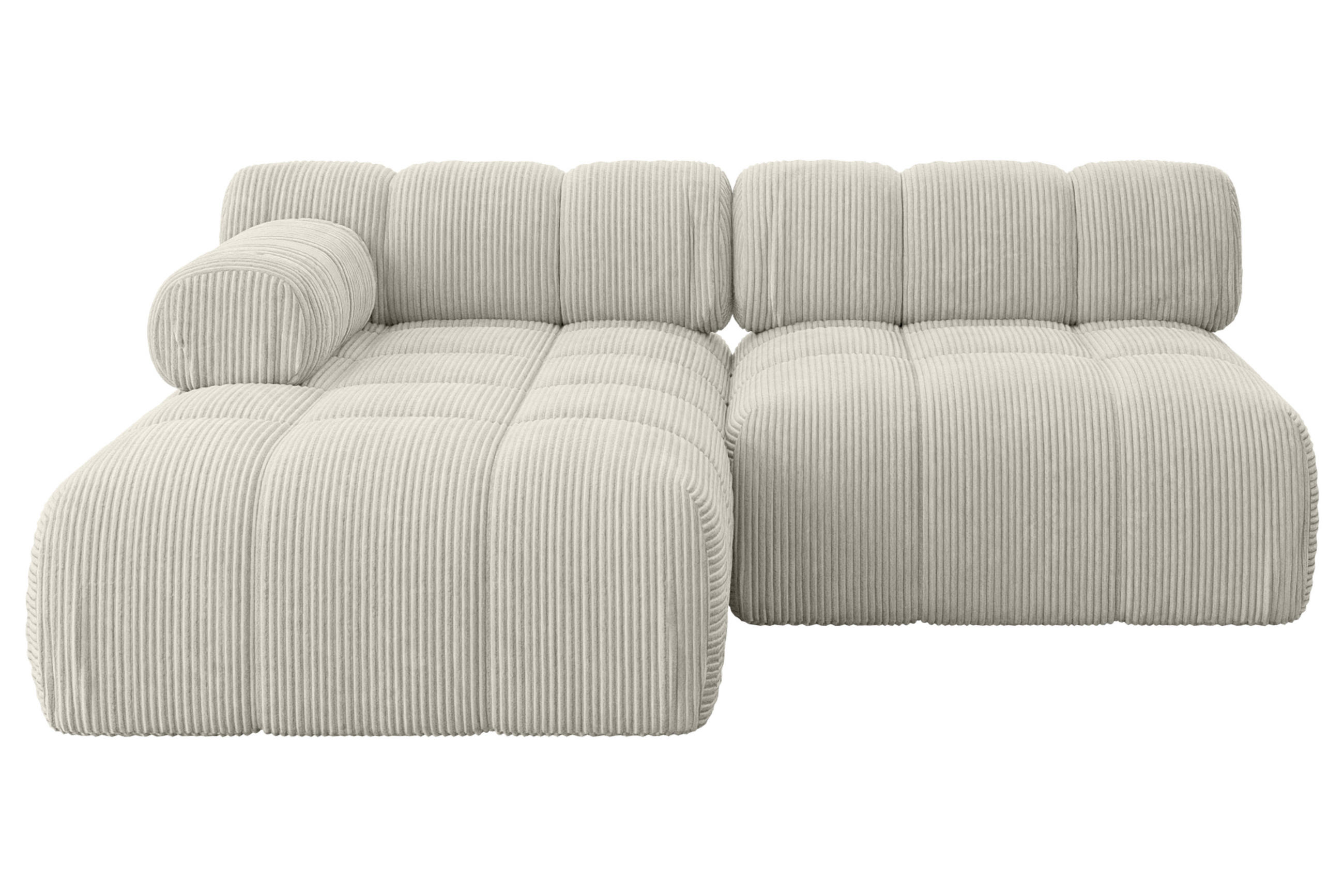 ECKSOFA modulares Sofa Razon-L1 - 190x160x70 cm Creme Cord - Hellgrau/Creme, Holzwerkstoff/Textil (190/160cm) - ALTDECOR