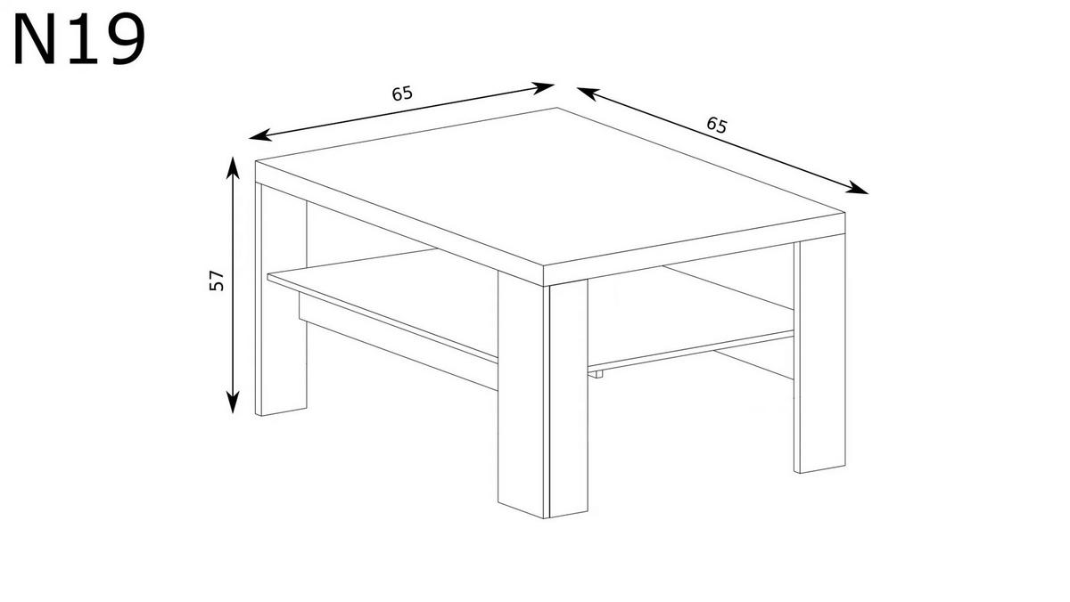 COUCHTISCH NATURAL​ N-19 - Eichefarben, Holzwerkstoff (65/65/57cm) - Meblini