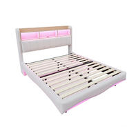 POLSTERBETT 140/200 cm DE-01945, in Beige, mit Schwebedesign, LED und USB-C - Beige, Metall (140/200cm) - ComfortXL