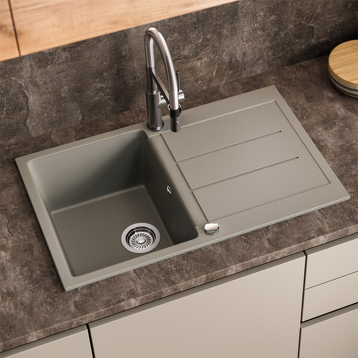 SPÜLBECKEN Kapstadt Beton 78 x 50 cm - Grau, Keramik (78/20/50cm) - Bergstroem