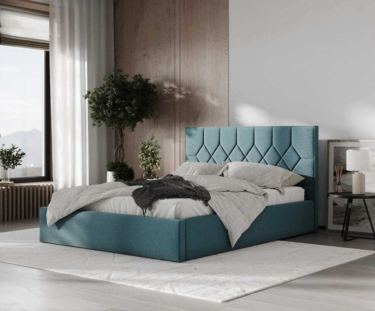 Thumbnail - AltaBeds Polsterbett, Türkis, Textil, Buche, Kiefer, 160x200 cm, Oeko-Tex® Standard 100, DIN EN 1021-1, Handmade in Euro...