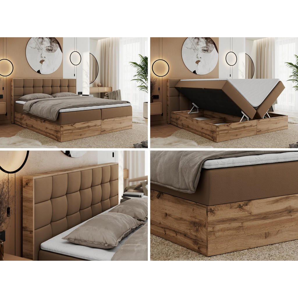 Thumbnail - MKS Boxbett, Braun, Textil, 2-Sitzer, H4, 7-Zonen, Rechteckig, 160x200 cm, Schlafzimmer, Betten, Boxspringbetten