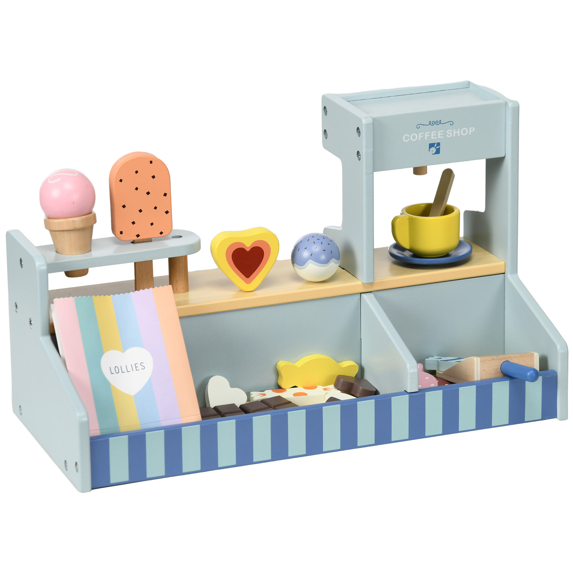 EISLADEN mit viel Zubehör - Hellblau, Holzwerkstoff (20/24.5/42cm) - AIYAPLAY