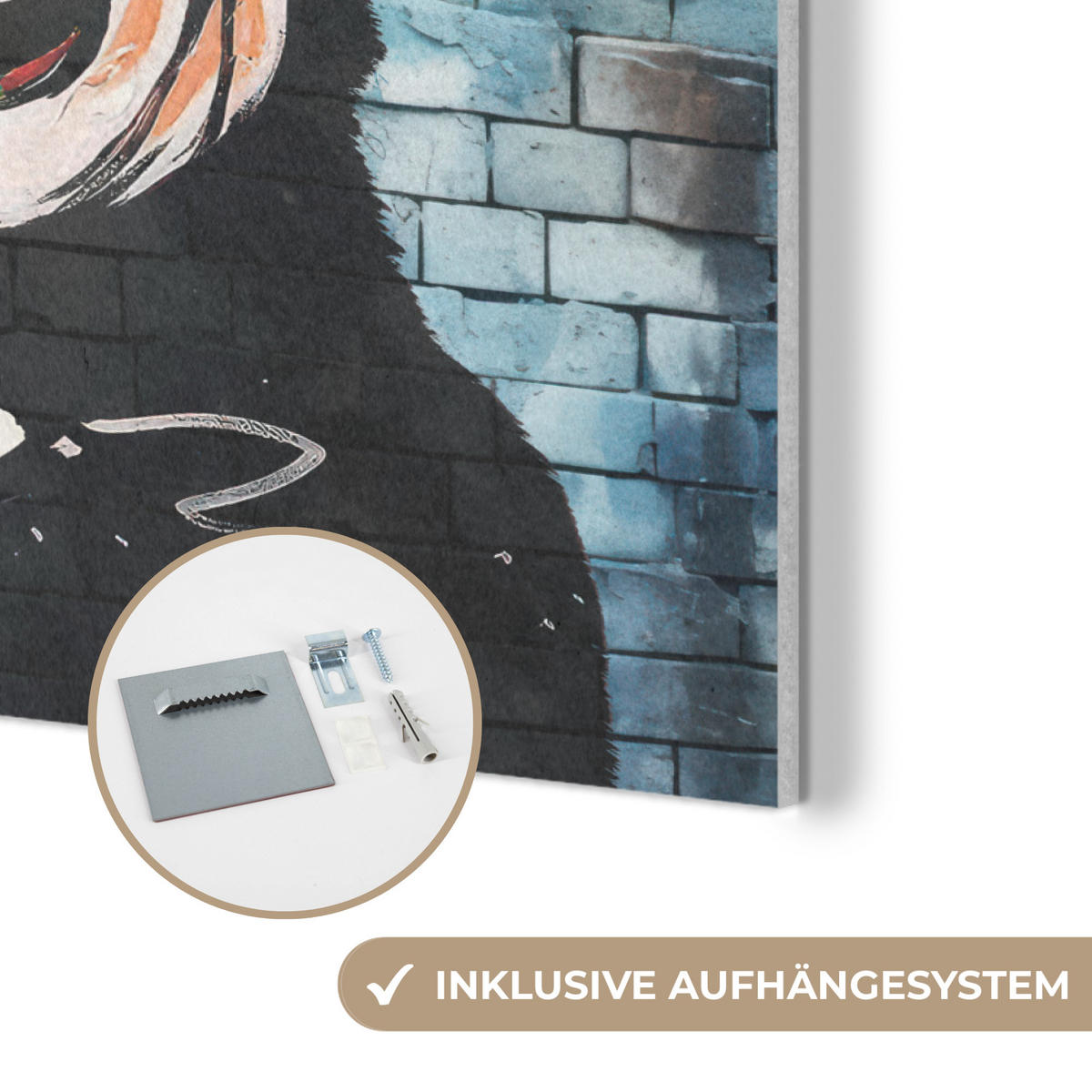 AKUSTIKPANEEL Affe - Graffiti - Musik 100x70 cm - Multicolor, Textil (100/0.9/70cm) - MuchoWow