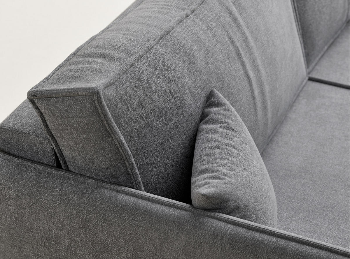 SOFA MIT SCHLAFFUNKTION Obra Grau Chenille-Stoff - Schwarz/Grau, Holz/Holzwerkstoff (220/70/107cm) - Maison de Reve