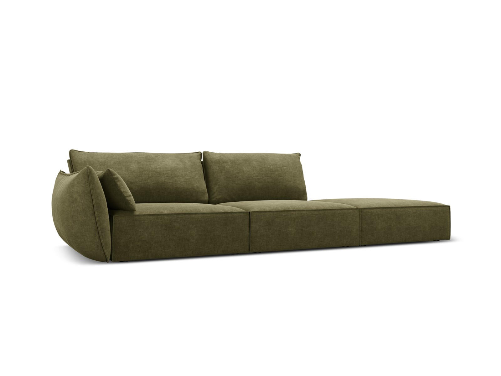 RECHTES-SOFA Kaelle aus Chenille-Stoff grün 4 Sitzplätze - Grün, Textil (110/85/264cm) - Micadoni
