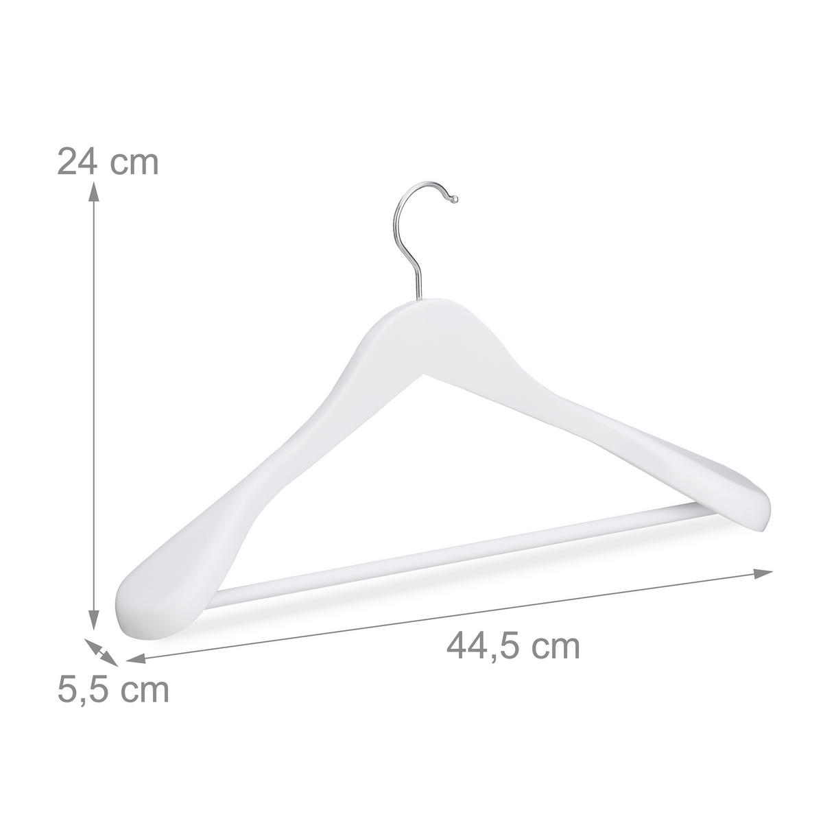 5XVEŠIAKY na oblek - biela, kov/drevo (44.5/24/5.5cm) - Relaxdays