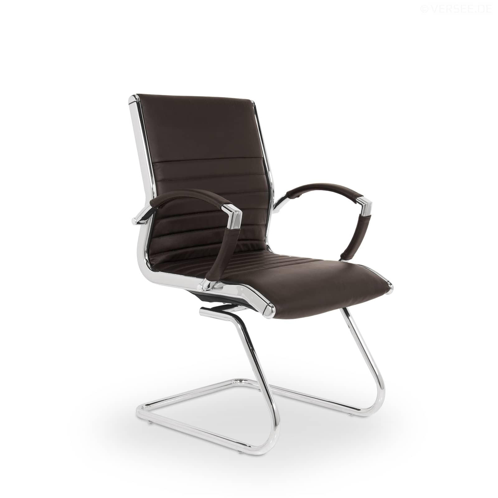 BESUCHERSTUHL Montreal Echtleder Braun – ergonomisch, 150 kg belastbar - Braun, Leder/Metall (60/95/60cm) - Versee