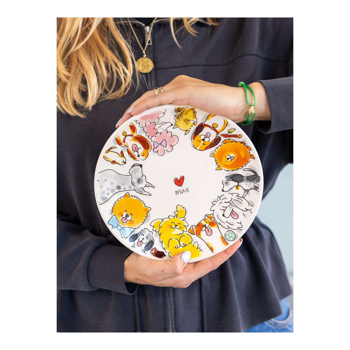 FRÜHSTÜCKSTELLER Hunde in Bunt - 22cm - Multicolor, Keramik (21.8cm) - Blond Amsterdam