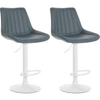 BARHOCKER 2er Set Lederlook grau - Grau, Textil/Metall (49.5/91/50cm) - CLP