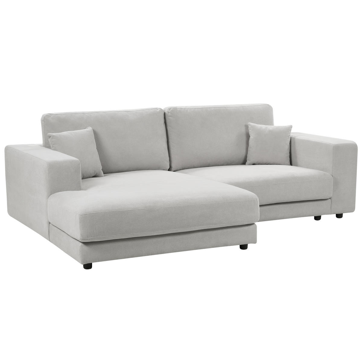 3-SITZER-ECKSOFA hellgrau linksseitig Lofoten - Schwarz/Grau, Textil (250/190cm) - Beliani