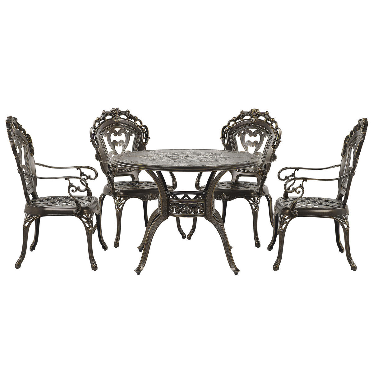 GARTENMÖBEL SET 4-Sitzer Aluminium dunkelbraun Sapri - Braun/Grün, Metall - Beliani