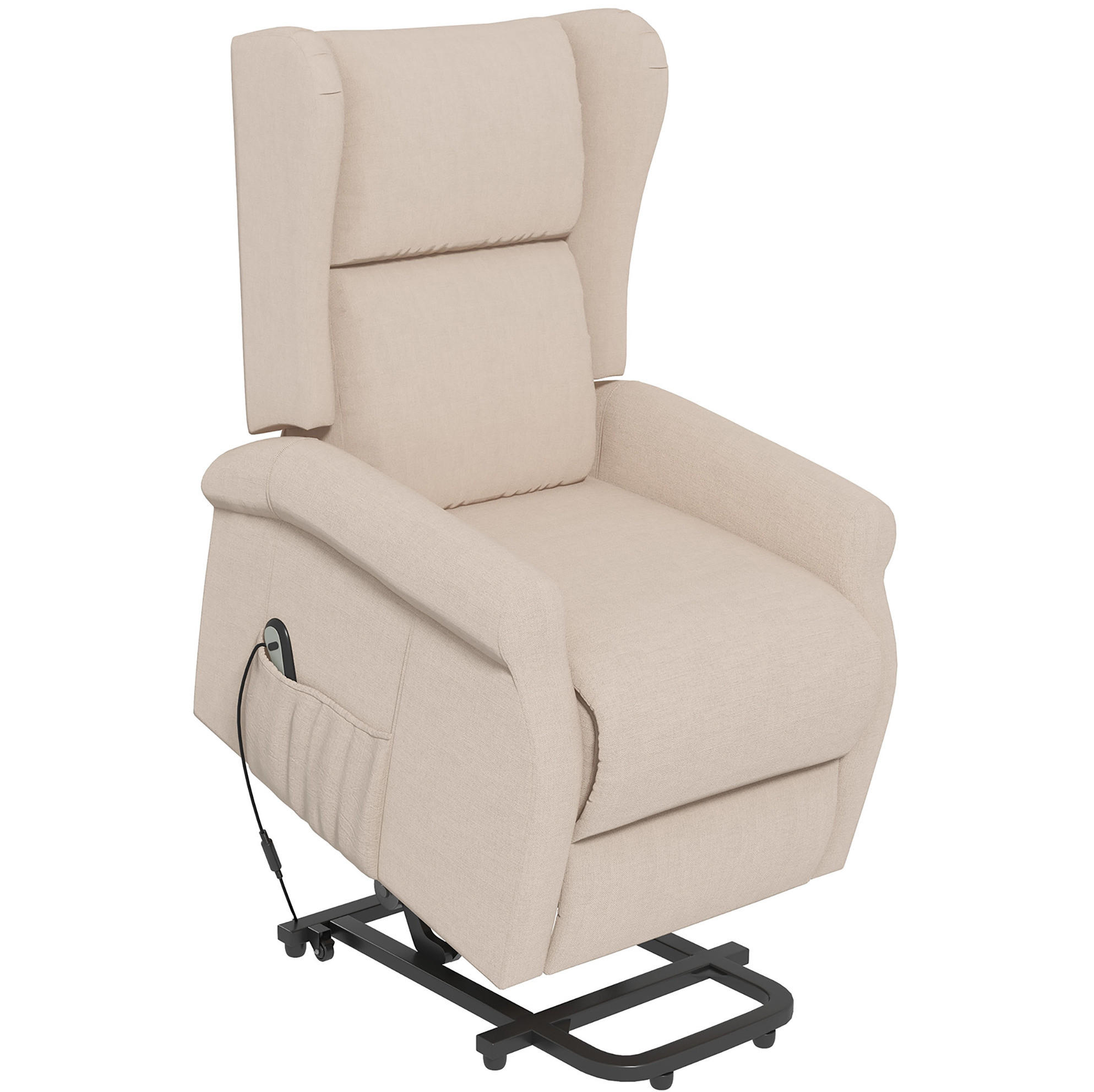 RELAXSESSEL 72.5/109/94 cm Creme aus Holz mit elektrischer Aufstehhilfe - Creme, Holz (94/111/74cm) - OKMYHOME