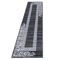 TEPPICH Kurzflor Mäander Polypropylen saugroboter Wohnzimmer Grau Läufer 80x300 - Grau, Textil (80/300cm) - KADIMA DESIGN