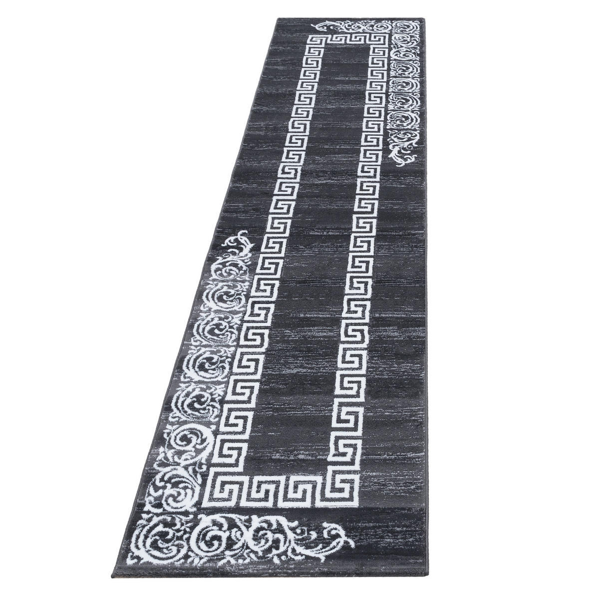 TEPPICH Kurzflor Mäander Polypropylen saugroboter Wohnzimmer Grau Läufer 80x300 - Grau, Textil (80/300cm) - KADIMA DESIGN