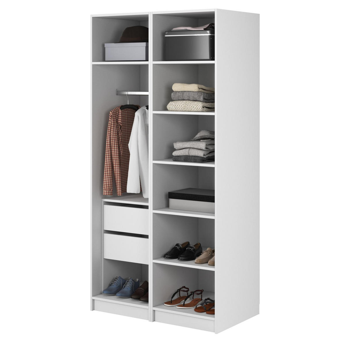 KLEIDERSCHRANK Frame Weiß 100 cm - Goldfarben/Weiß, Holzwerkstoff/Metall (100/200.5/57cm) - Selsey