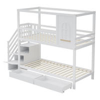 ETAGENBETT Modell Hausfenster Weiß Natur - Weiß, Holz (90/200cm) - ComfortXL