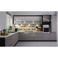 KÜCHENZEILE L-FORM Kvantum M1 lava / vanille beige matt 250 / 385 / 207cm 14-teilig - Creme/Grau, Holzwerkstoff/Metall (250/207/385cm) - Feldmann-Wohnen