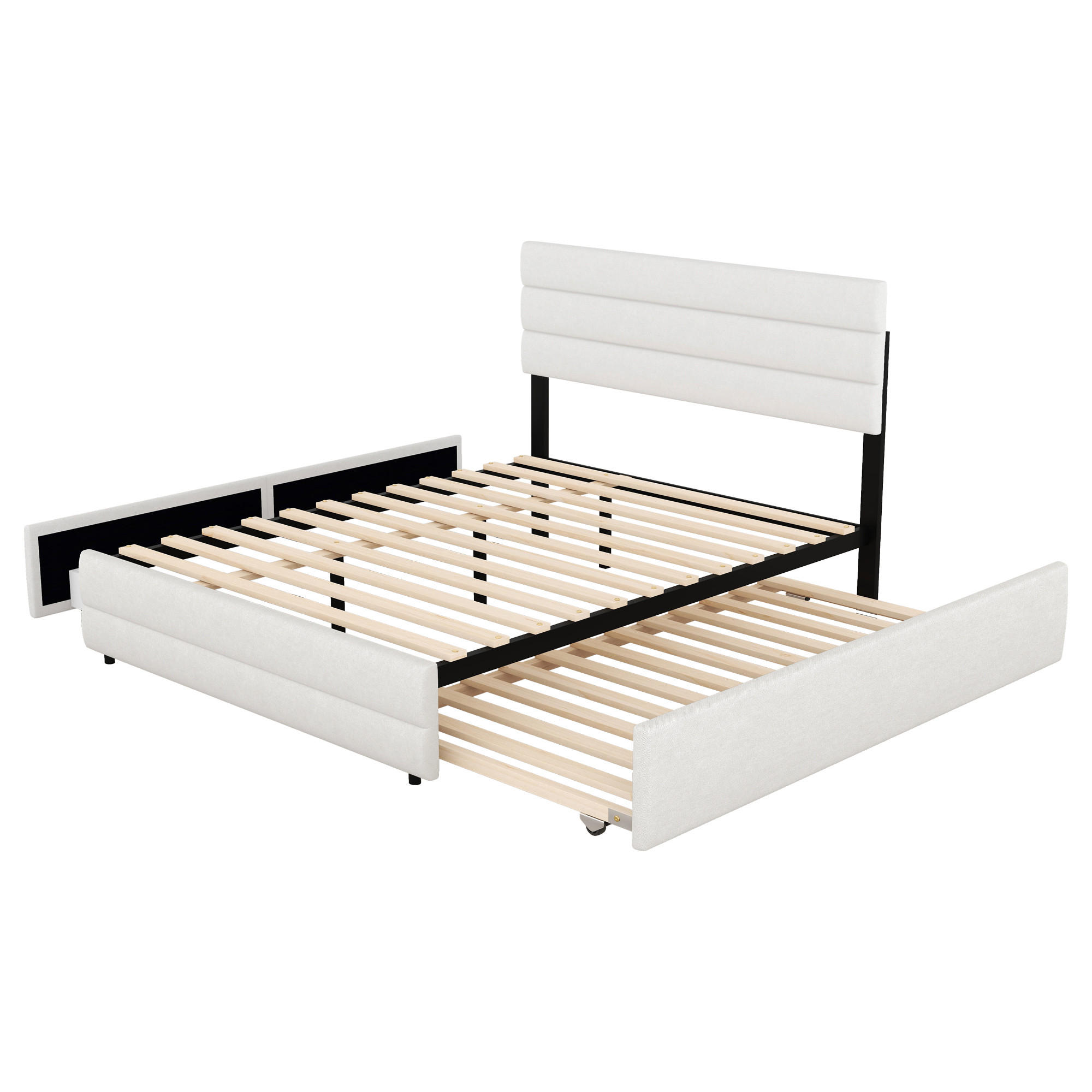 AUSZIEHBETT 140/200 cm DE-04847, mit 2 Schubladen in Beige - Beige, Holzwerkstoff (140/200cm) - ComfortXL
