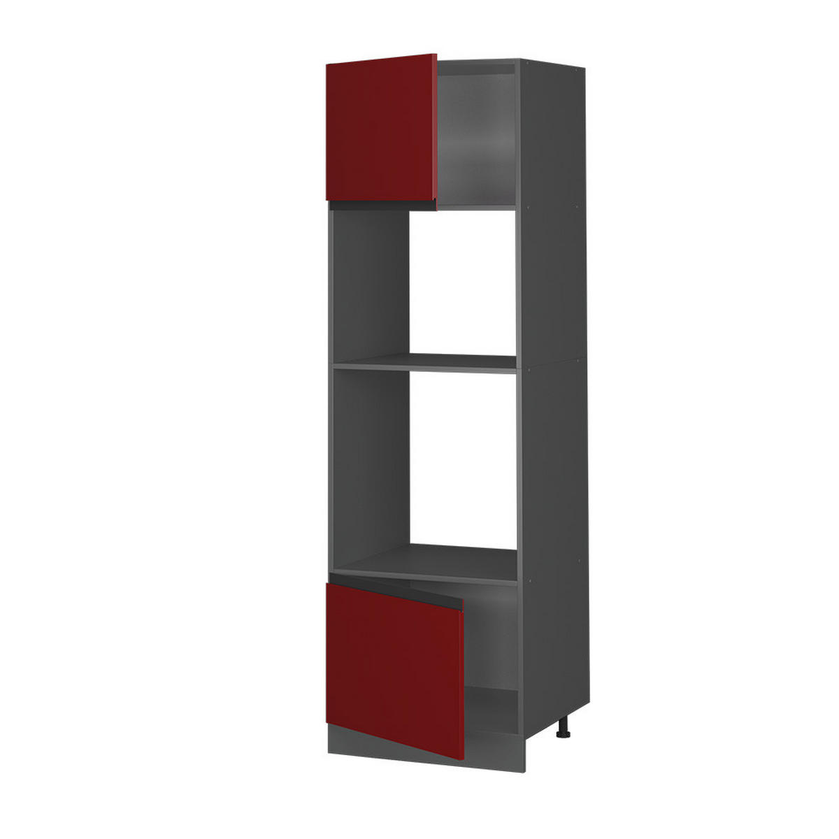 MIKROWELLENSCHRANK R-Line Rot 60 cm J-Shape - Anthrazit/Rot, Holzwerkstoff (60/206.8/57.2cm) - Vicco