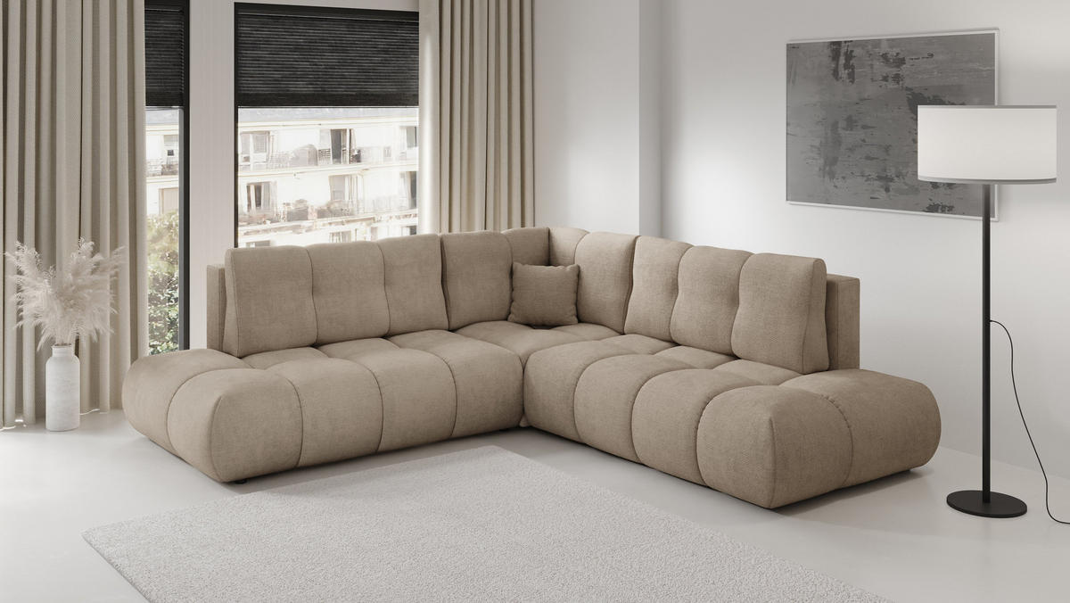 ECKSOFA DUCA II L-S Grau Chenille mit Schlaffunktion - Grau, Holz (266.5/266.5cm) - MASSENO