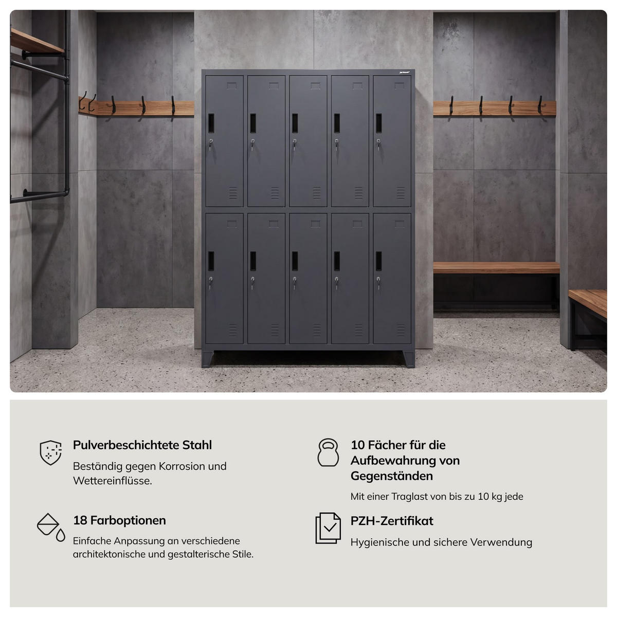 SCHLIESSFACHSCHRANK Bartek - Anthrazit, Metall (136/172/45cm) - Jan Nowak