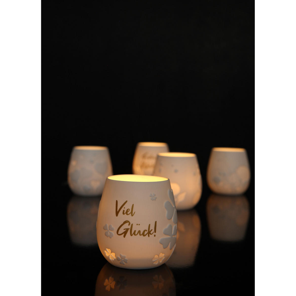 WINDLICHT Viel Glück!, Biskuit-Porzellan, Weiß, 10 cm - Weiß, Keramik (9/10/9cm) - Goebel