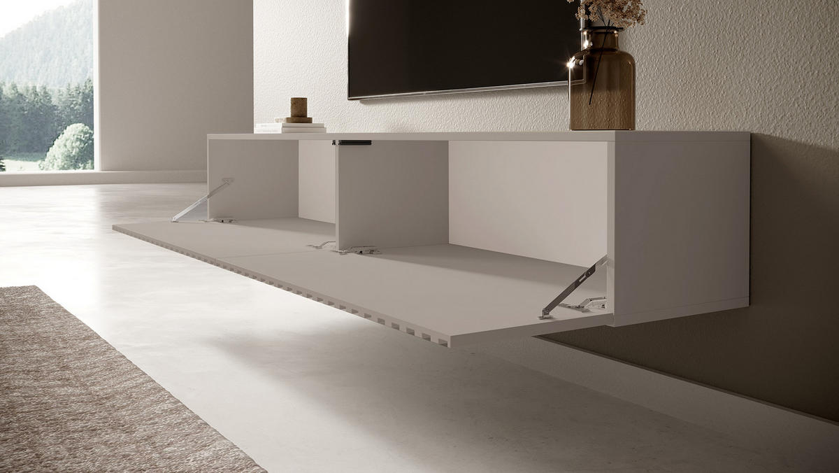 TV-HÄNGEBOARD Telire graubeige mit Lamellenfronten 175 cm - Greige, Holzwerkstoff (175/30/31.6cm) - Selsey